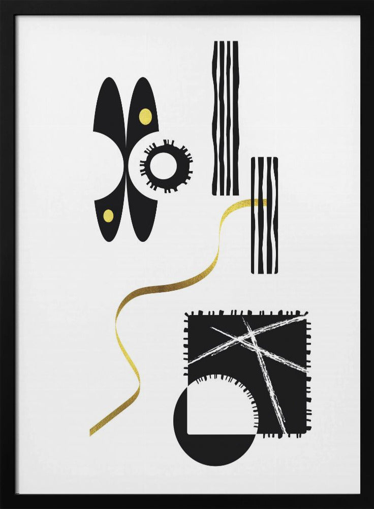 Black & White Abstract No. 3 | gold Poster